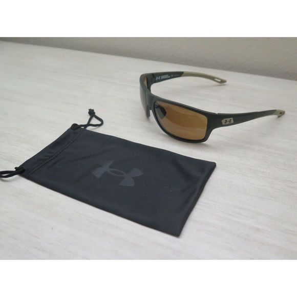 Under Armour UA 0004/S Battle Men's Green Rectangular Brown Polarized Sunglasses - Picture 3 of 11